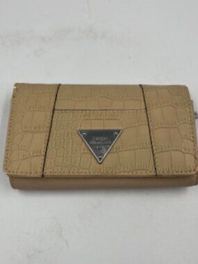 Guess Envelope Wallet Retro Croc Pattern Beige Embossed
